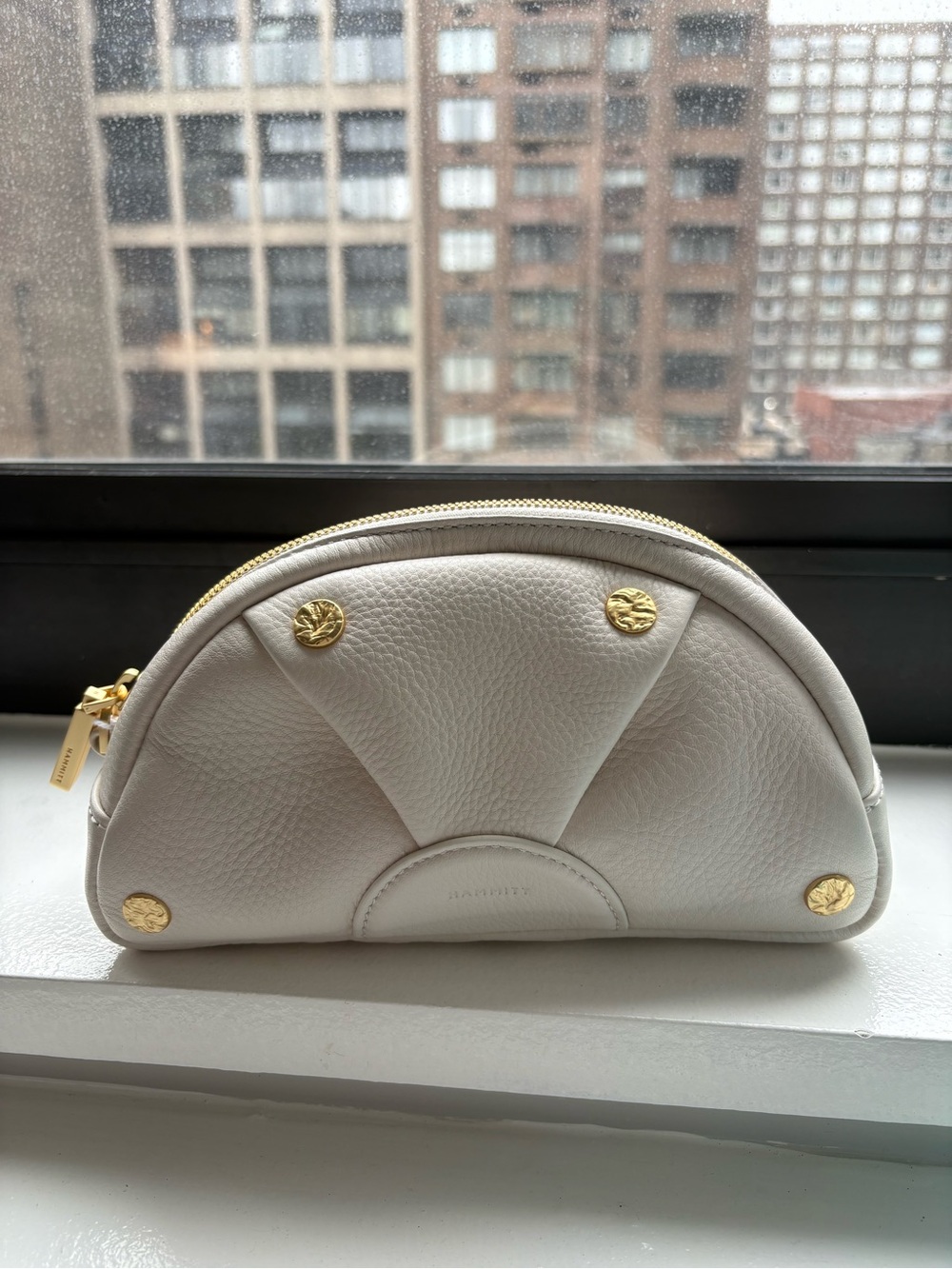 Hammitt White Dome Pouch with Gold Hardware